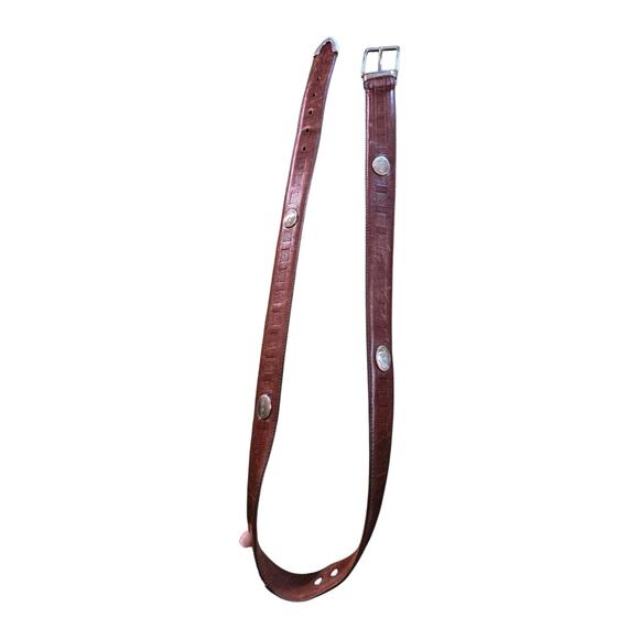 Ping Collection Genuine Leather Brown Belt Size 42 Silver Medallions 269-02 - Picture 2 of 7